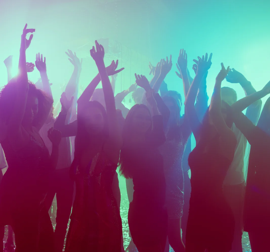 Group of people dancing at a nightclub